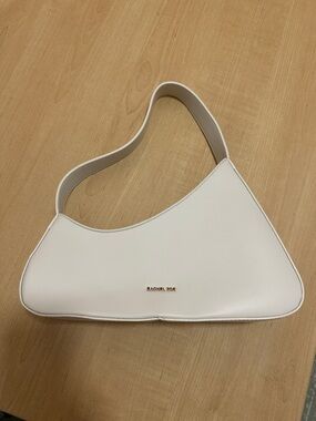 Rachel Zoe White Asymmetrical Shoulder Bag with Gold Accent